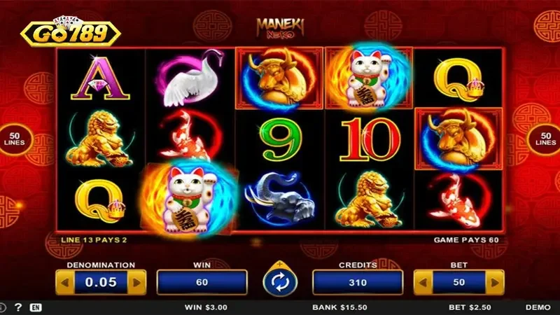 Tính năng hấp dẫn, thú vị trong Neko may mắn Go789